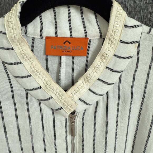 Patrizia Luca Milano Striped Zip-Front Maxi Dress – Sheer Skirt Overlay - Picture 2 of 6